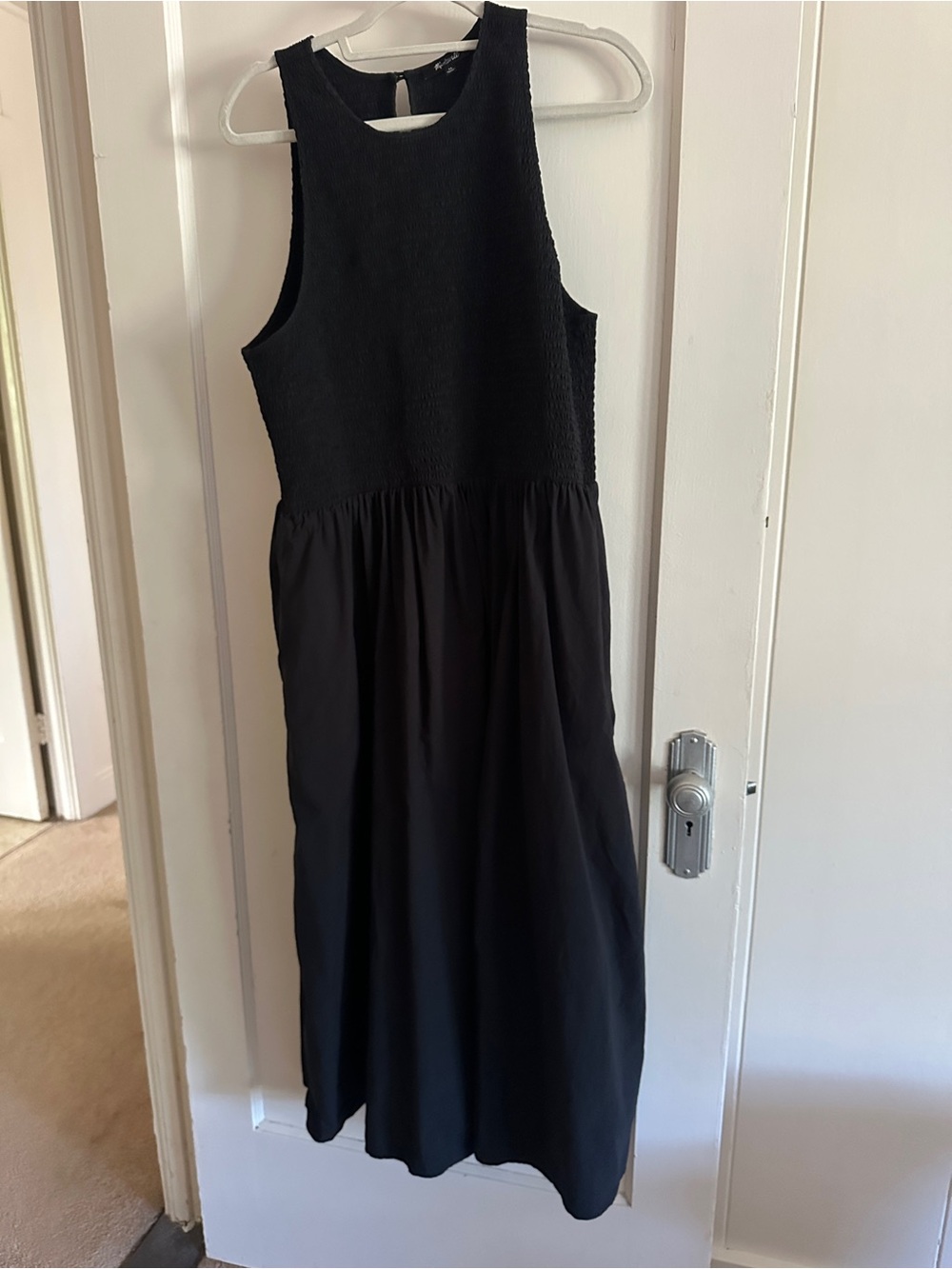 XL Madewell Black melody smocked midi dress - Picture 2 of 6